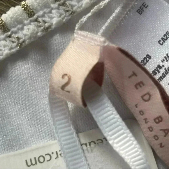 NWT Ted Baker London Women's 2 Bikini Swim Bottom Beach Lake Ivory Gold Metallic - Picture 4 of 11